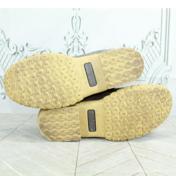 LL Bean Black Leather Lace Up Unlined Mid Calf Duck Boots Size 7 M - Picture 9 of 9